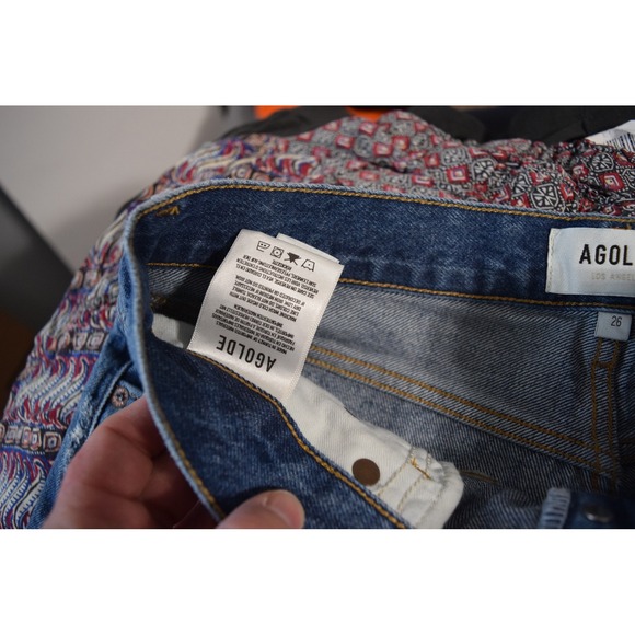 AGOLDE Parker Denim Shorts 26 Swapmeet Distressed Frayed Hem Blue - Picture 4 of 5